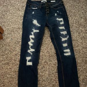 High rise ripped relaxed skinny jeans